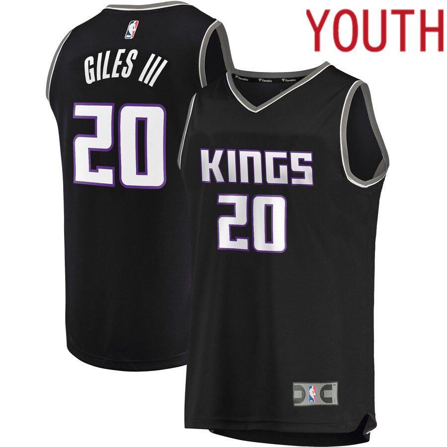 Youth Sacramento Kings #20 Harry Giles III Fanatics Branded Black Fast Break Replica Player NBA Jersey->youth nba jersey->Youth Jersey
